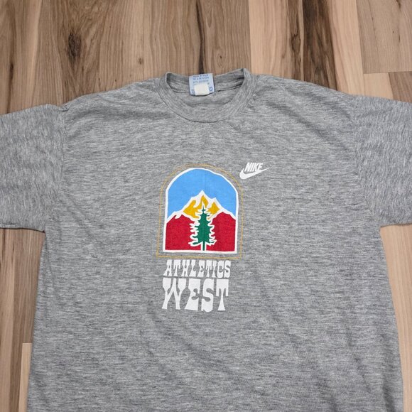 Vintage "Nike" T Shirt Men L Gray Short Sleeve Athletic West 80s Spain - Picture 2 of 9